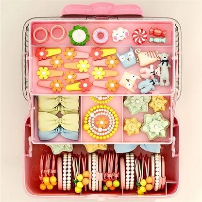Bowknot Design Hair Accessories PP Storage Box Desktop Cute Children Hairpin Jewelry Dustproof Case