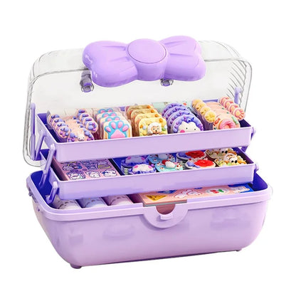 Bowknot Design Hair Accessories PP Storage Box Desktop Cute Children Hairpin Jewelry Dustproof Case