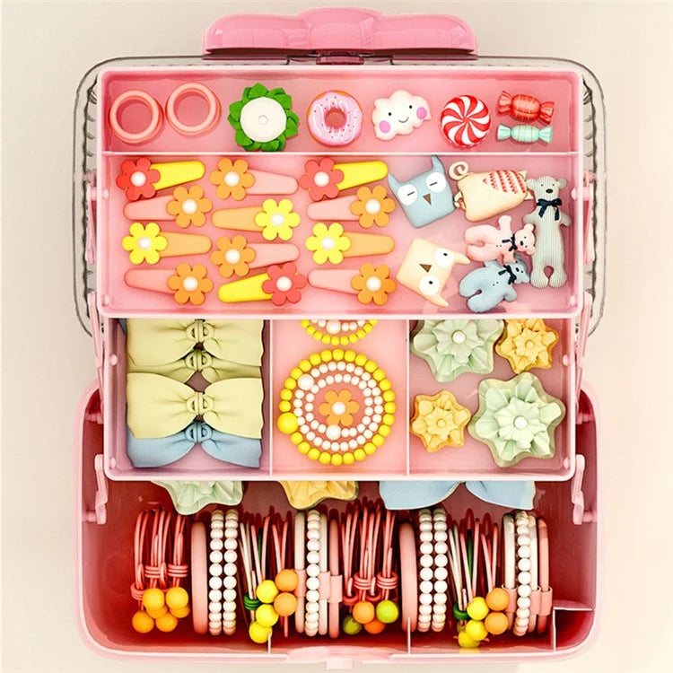 Bowknot Design Hair Accessories PP Storage Box Desktop Cute Children Hairpin Jewelry Dustproof Case