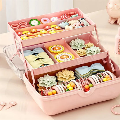 Bowknot Design Hair Accessories PP Storage Box Desktop Cute Children Hairpin Jewelry Dustproof Case
