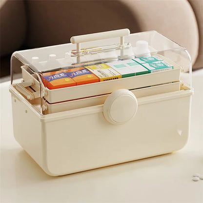 Size XL Desktop Cosmetics PP Storage Box Clear Lid Dustproof Makeup Organizer with Handle