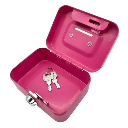 Money Box Metal Security Lock Box Lockable Money Bank Portable Small ...