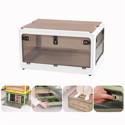 37 x 26.5 x 22cm Folding Storage Box for Home, 5-Sided Doors PP Storage Bin, Size: S