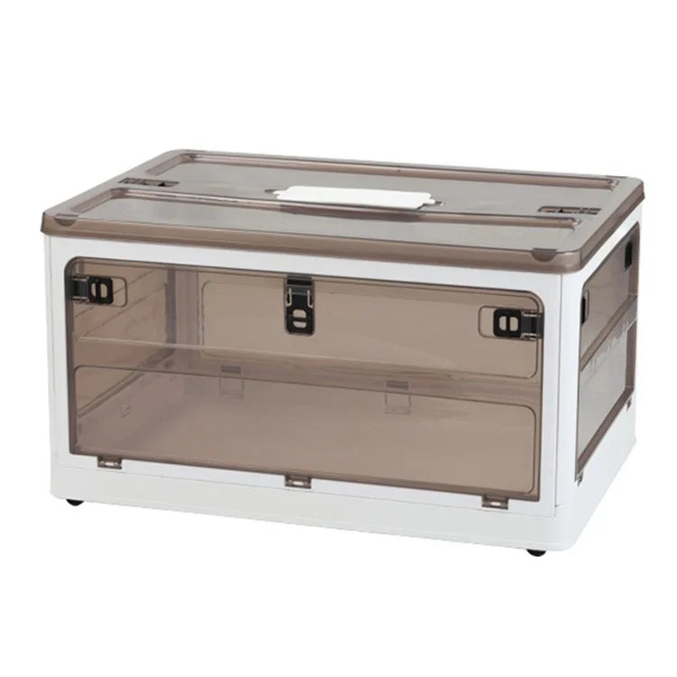37 x 26.5 x 22cm Folding Storage Box for Home, 5-Sided Doors PP Storage Bin, Size: S