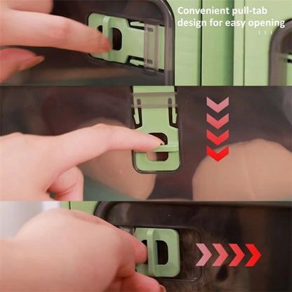 37 x 26.5 x 22cm Folding Storage Box for Home, 5-Sided Doors PP Storage Bin, Size: S / Wood Lid