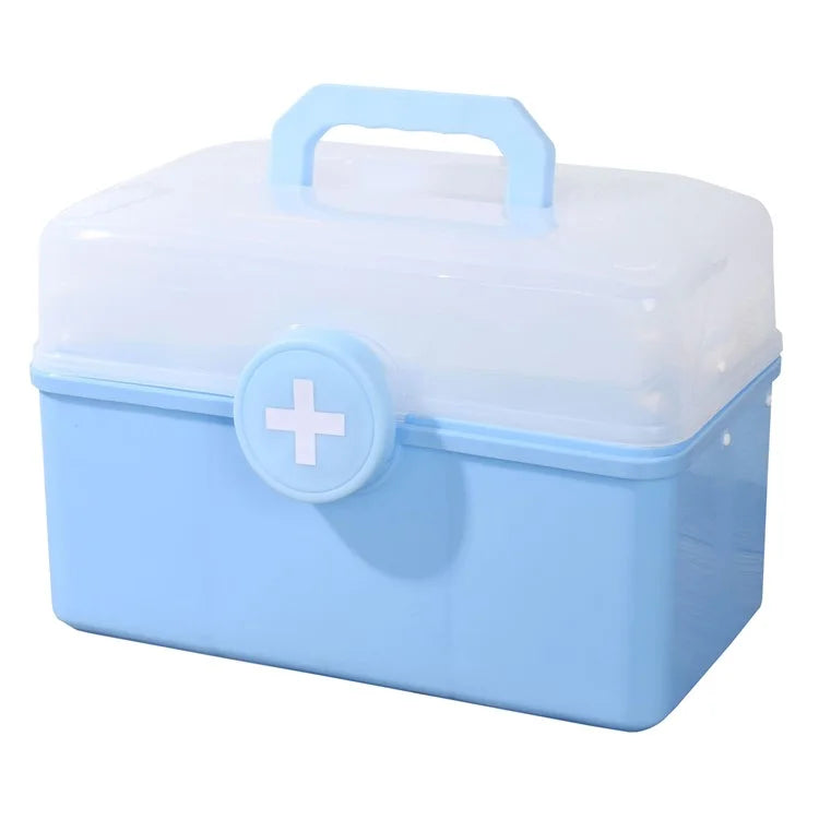Size S 3 Layer Medicine Case First Aid Emergency Plastic Storage Box for Home Outdoor, 28x16.5x16cm