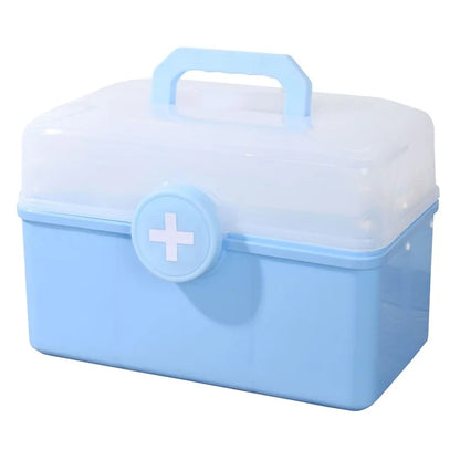 Size S 3 Layer Medicine Case First Aid Emergency Plastic Storage Box for Home Outdoor, 28x16.5x16cm
