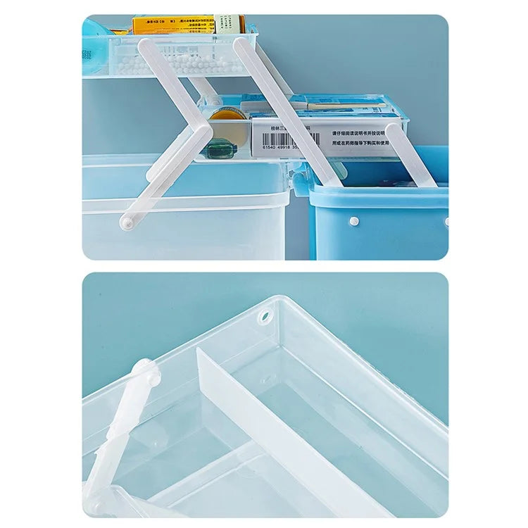 Size S 3 Layer Medicine Case First Aid Emergency Plastic Storage Box for Home Outdoor, 28x16.5x16cm