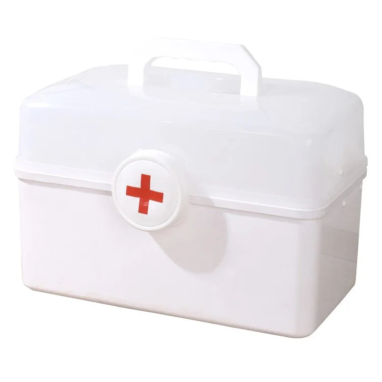 Size S 3 Layer Medicine Case First Aid Emergency Plastic Storage Box for Home Outdoor, 28x16.5x16cm