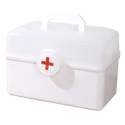 Size S 3 Layer Medicine Case First Aid Emergency Plastic Storage Box for Home Outdoor, 28x16.5x16cm