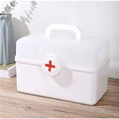 Size S 3 Layer Medicine Case First Aid Emergency Plastic Storage Box for Home Outdoor, 28x16.5x16cm
