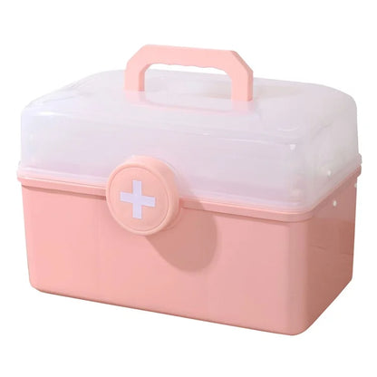 Size S 3 Layer Medicine Case First Aid Emergency Plastic Storage Box for Home Outdoor, 28x16.5x16cm
