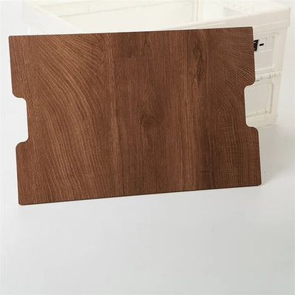 55L Storage Box Wood+PP Outdoor Foldable Storage Organizer with Lid, 525x360x295mm