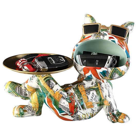 569S Colorful Big Mouth Dog Design Storage Tray Ornament Desktop Home Entrance Decoration