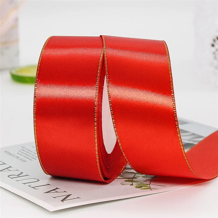 4cm Christmas Gift Wrapping Satin Ribbon for Wedding Party Decoration, Length: 22m