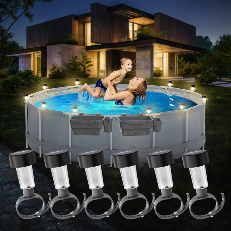 6Pcs Solar Garden Lights Garden Yard Fence Railing Tie Lamps Balcony Waterproof Decorative Lights, Warm Light