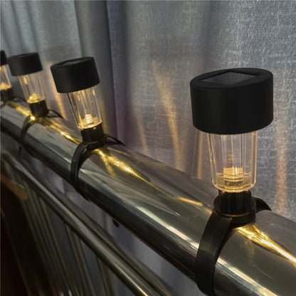 6Pcs Solar Garden Lights Garden Yard Fence Railing Tie Lamps Balcony Waterproof Decorative Lights, Warm Light