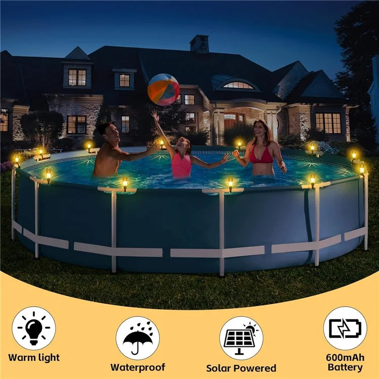 6Pcs Solar Garden Lights Garden Yard Fence Railing Tie Lamps Balcony Waterproof Decorative Lights, Warm Light