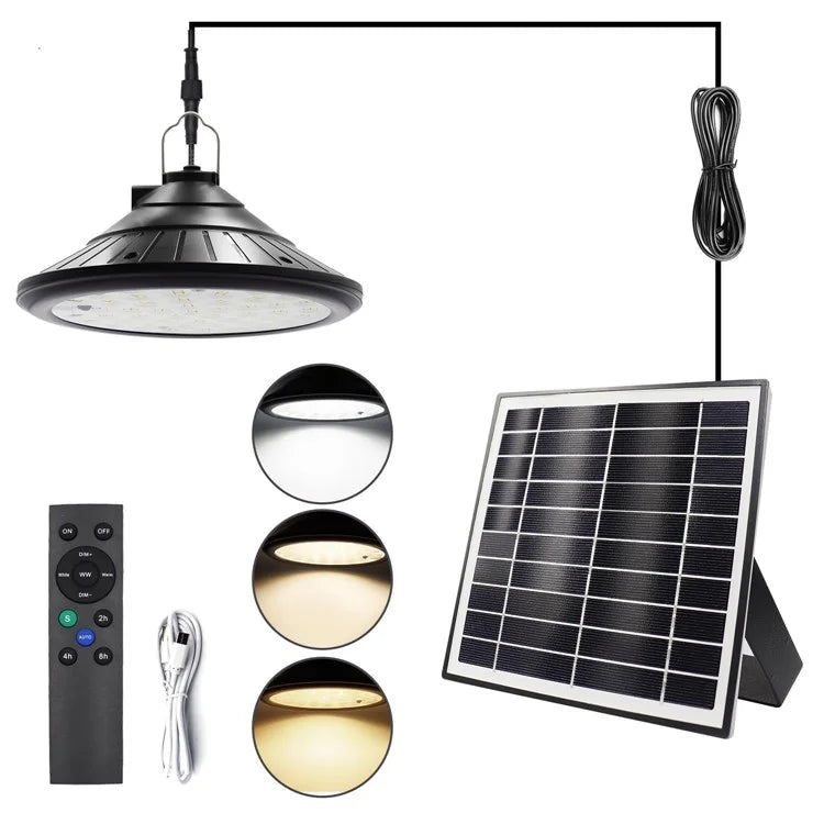 Hanging Solar Light Waterproof Yard Garden Patio Dimmable LED Lamp with Remote Control