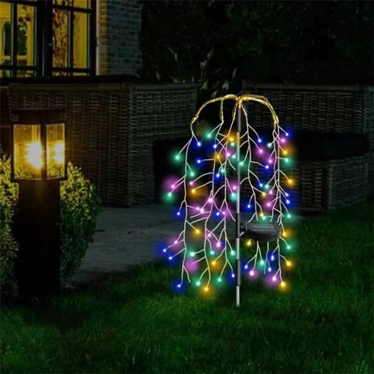 100LED Ground Insert Solar Fireworks Light Yard Garden Lawn Decor Simulation Fireworks Light