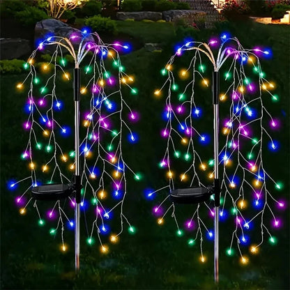 100LED Ground Insert Solar Fireworks Light Yard Garden Lawn Decor Simulation Fireworks Light