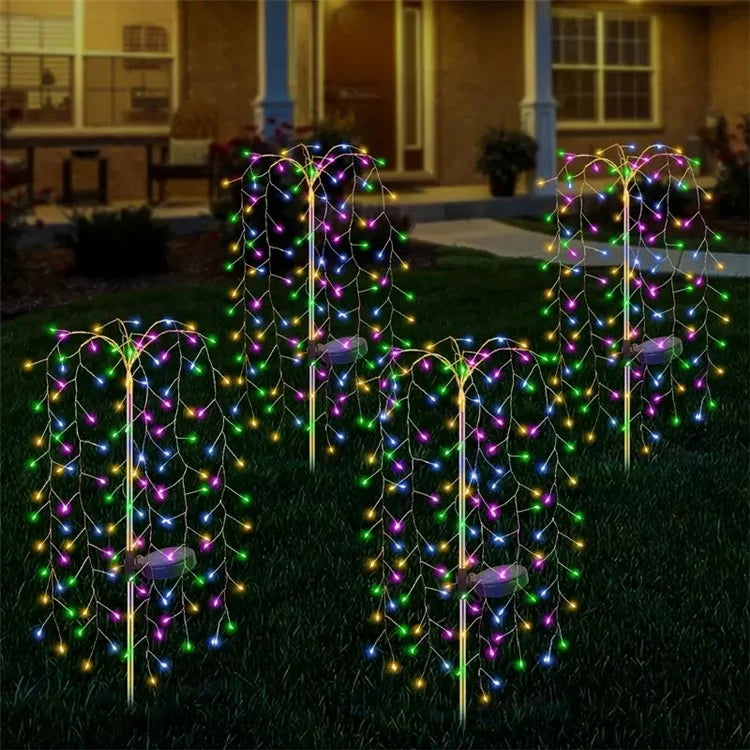 100LED Ground Insert Solar Fireworks Light Yard Garden Lawn Decor Simulation Fireworks Light
