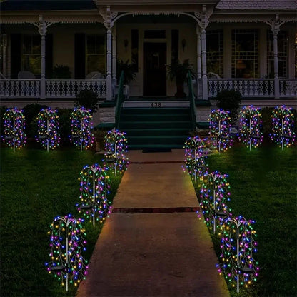 100LED Ground Insert Solar Fireworks Light Yard Garden Lawn Decor Simulation Fireworks Light