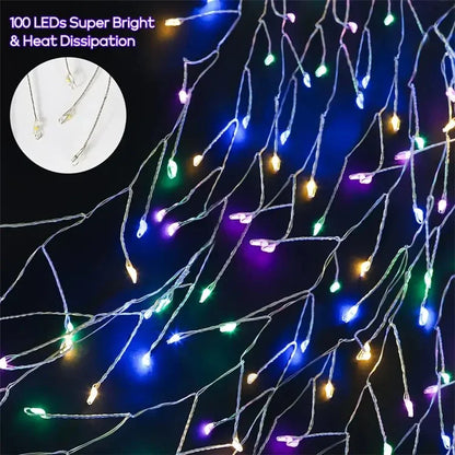 100LED Ground Insert Solar Fireworks Light Yard Garden Lawn Decor Simulation Fireworks Light