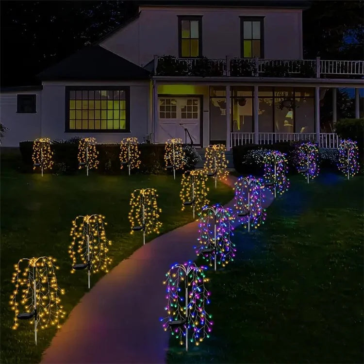 100LED Ground Insert Solar Fireworks Light Yard Garden Lawn Decor Simulation Fireworks Light