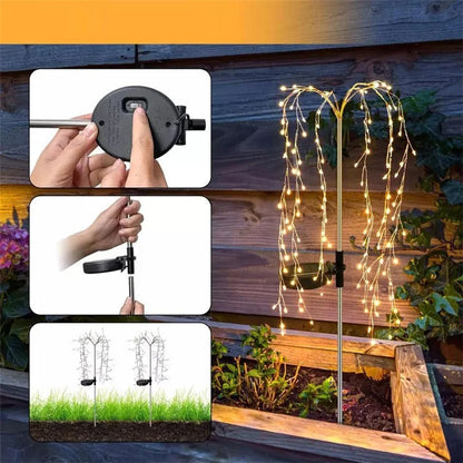 100LED Ground Insert Solar Fireworks Light Yard Garden Lawn Decor Simulation Fireworks Light