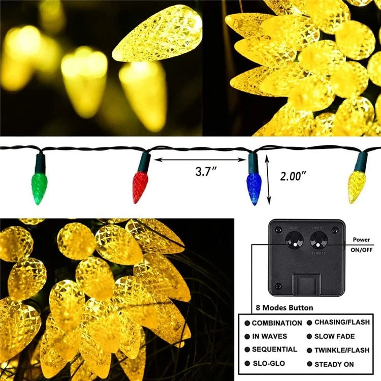 5m 20-LED Strawberry String Light 8 Modes Solar Outdoor Garden Yard Christmas Decorative Lamp