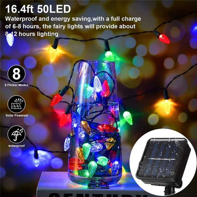 5m 20-LED Strawberry String Light 8 Modes Solar Outdoor Garden Yard Christmas Decorative Lamp