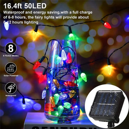 5m 20-LED Strawberry String Light 8 Modes Solar Outdoor Garden Yard Christmas Decorative Lamp