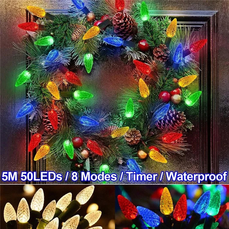 5m 50-LED Strawberry Shape String Light 8 Modes Timing Waterproof Outdoor Indoor Decorative Lamp