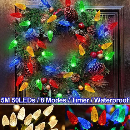 5m 50-LED Strawberry Shape String Light 8 Modes Timing Waterproof Outdoor Indoor Decorative Lamp