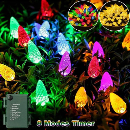 5m 50-LED Strawberry Shape String Light 8 Modes Timing Waterproof Outdoor Indoor Decorative Lamp
