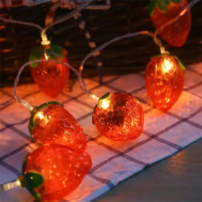 1.5m 10-LED Strawberry String Light Battery Powered Bedroom Decoration Lamp, Constant Light