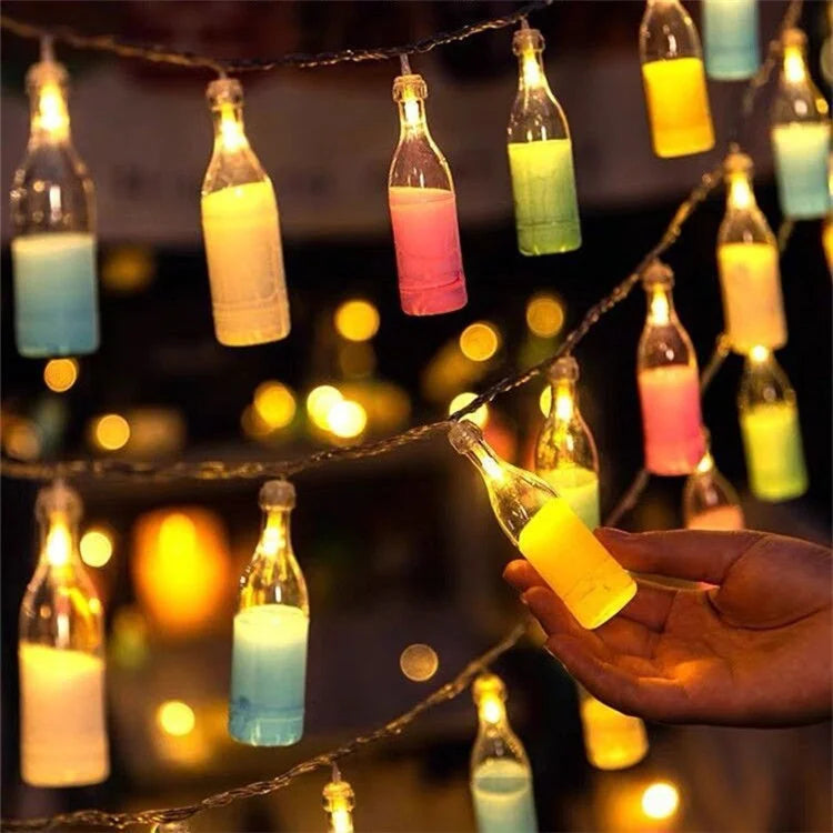 1.5m 10-LED Wine Bottle Design String Light Battery Powered Decorative Atmosphere Lamp, Constant Light