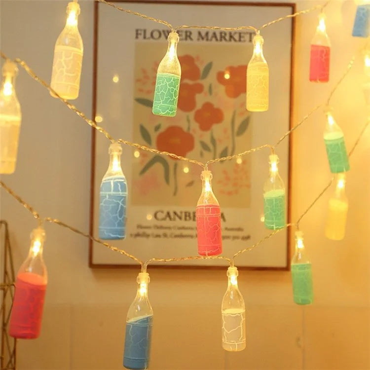 1.5m 10-LED Wine Bottle Design String Light Battery Powered Decorative Atmosphere Lamp, Constant Light