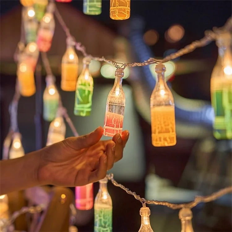 1.5m 10-LED Wine Bottle Design String Light Battery Powered Decorative Atmosphere Lamp, Constant Light