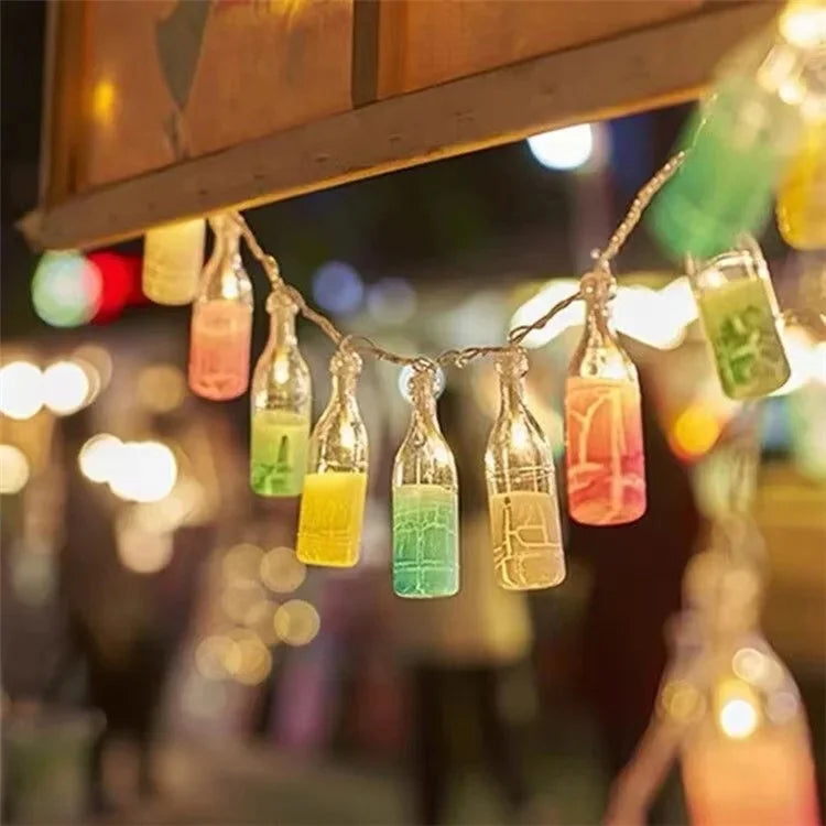 1.5m 10-LED Wine Bottle Design String Light Battery Powered Decorative Atmosphere Lamp, Constant Light