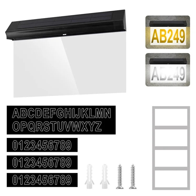 30-LED Solar Address Sign House Numbers Light with 26 Alphabet+3 Group Number+4-Grid Paper