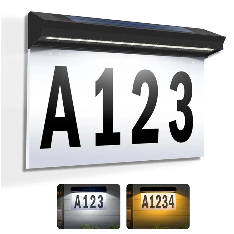 30-LED Solar Address Sign House Numbers Light with 26 Alphabet+3 Group Number+4-Grid Paper