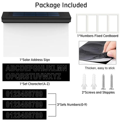 30-LED Solar Address Sign House Numbers Light with 26 Alphabet+3 Group Number+4-Grid Paper