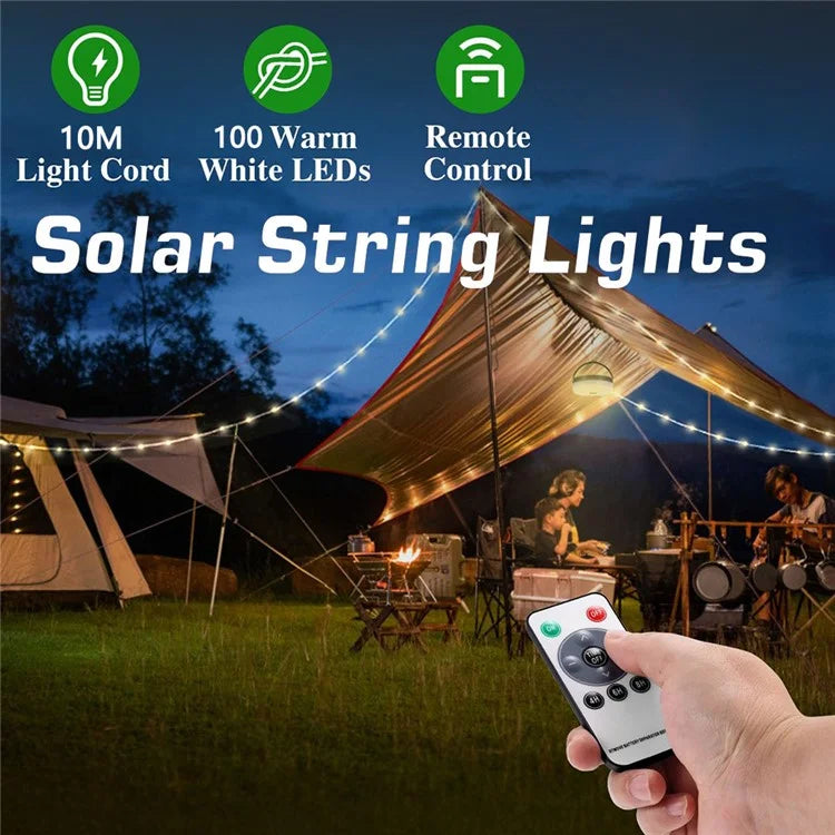 10m Solar Powered String Lights 100-LED Lamps for Tree Patio Garden