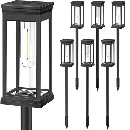6PCS Solar Powered Lamp Waterproof Garden Grass Lawn Light with Stake - Yellow Light