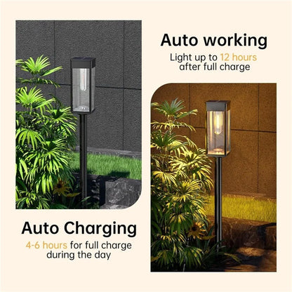 6PCS Solar Powered Lamp Waterproof Garden Grass Lawn Light with Stake - Yellow Light