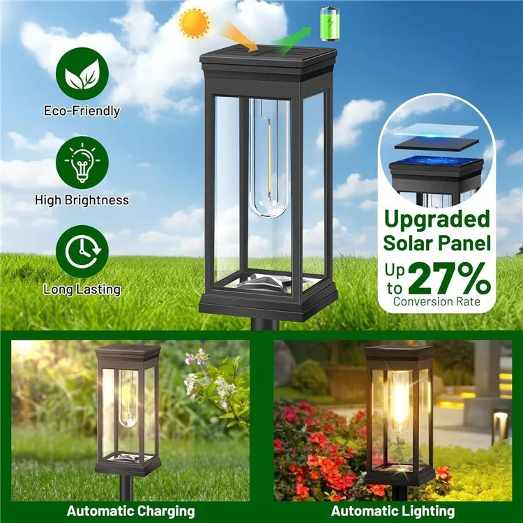 6PCS Solar Powered Lamp Waterproof Garden Grass Lawn Light with Stake - Yellow Light