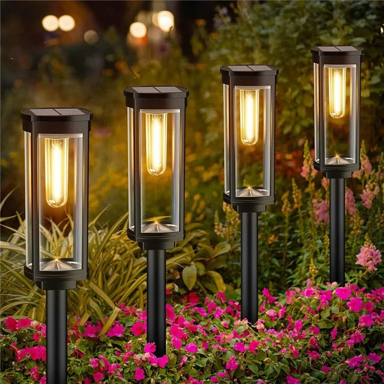6PCS Solar Powered Lamp Waterproof Garden Grass Lawn Light with Stake - Yellow Light