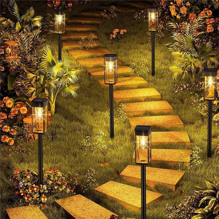 6PCS Solar Powered Lamp Waterproof Garden Grass Lawn Light with Stake - Yellow Light